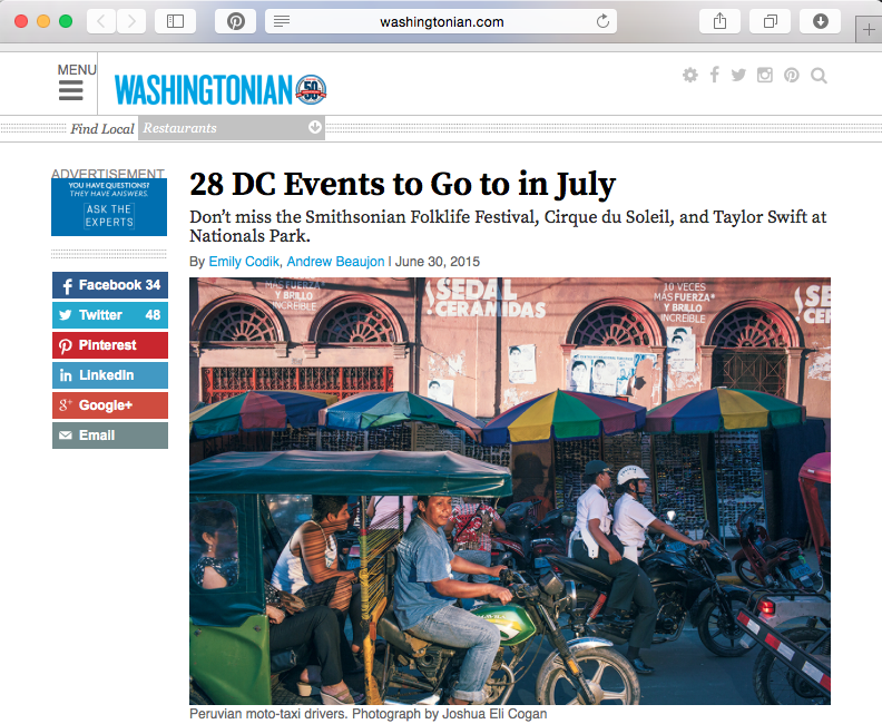 Washingtonian Magazine's top 28 things to do in the summer of 2015